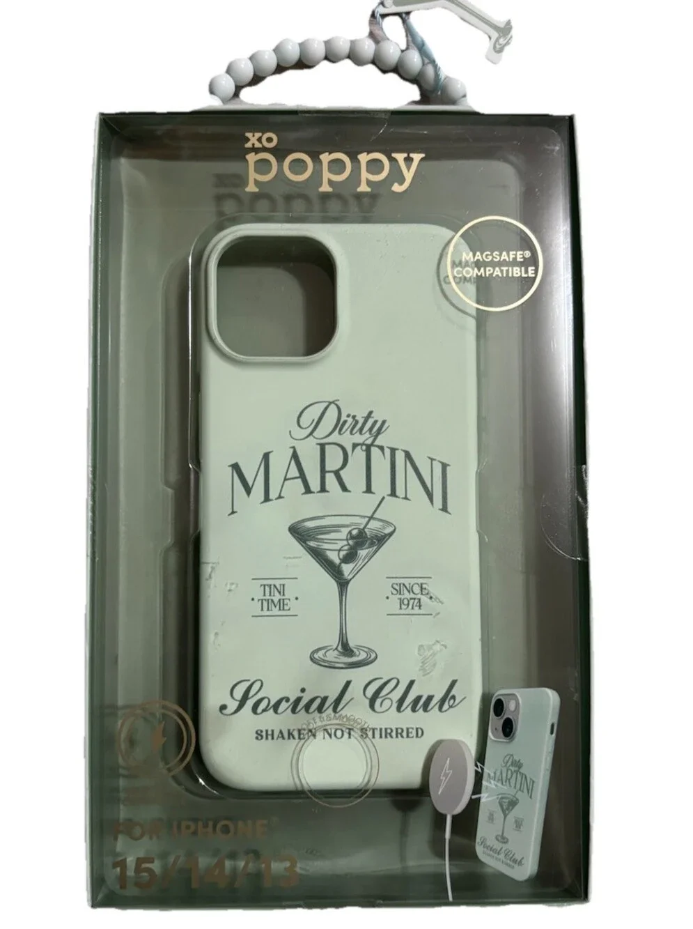 xo Poppy Dirty Martini Light Pastel Green Phone Case for iPhone 15, 14, 13 NEW